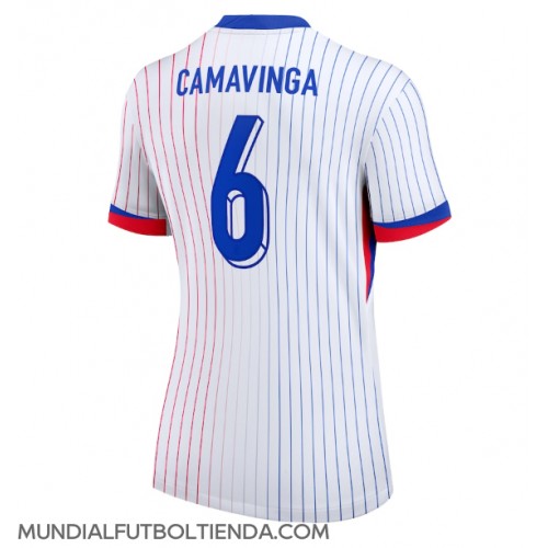 Camiseta Francia Eduardo Camavinga #6 Segunda Equipación Replica Eurocopa 2024 para mujer mangas cortas